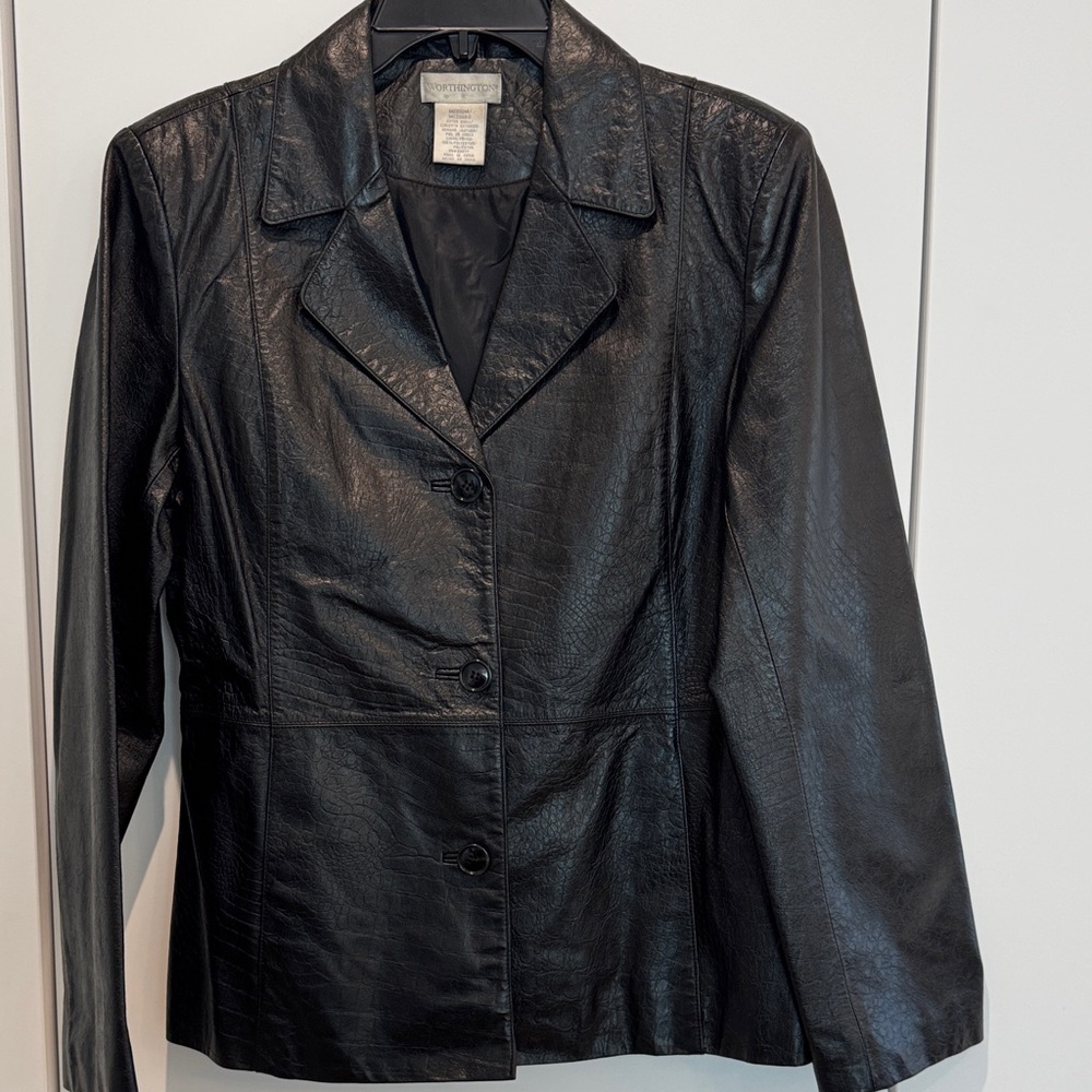 Worthington Black Genuine Leather Blazer